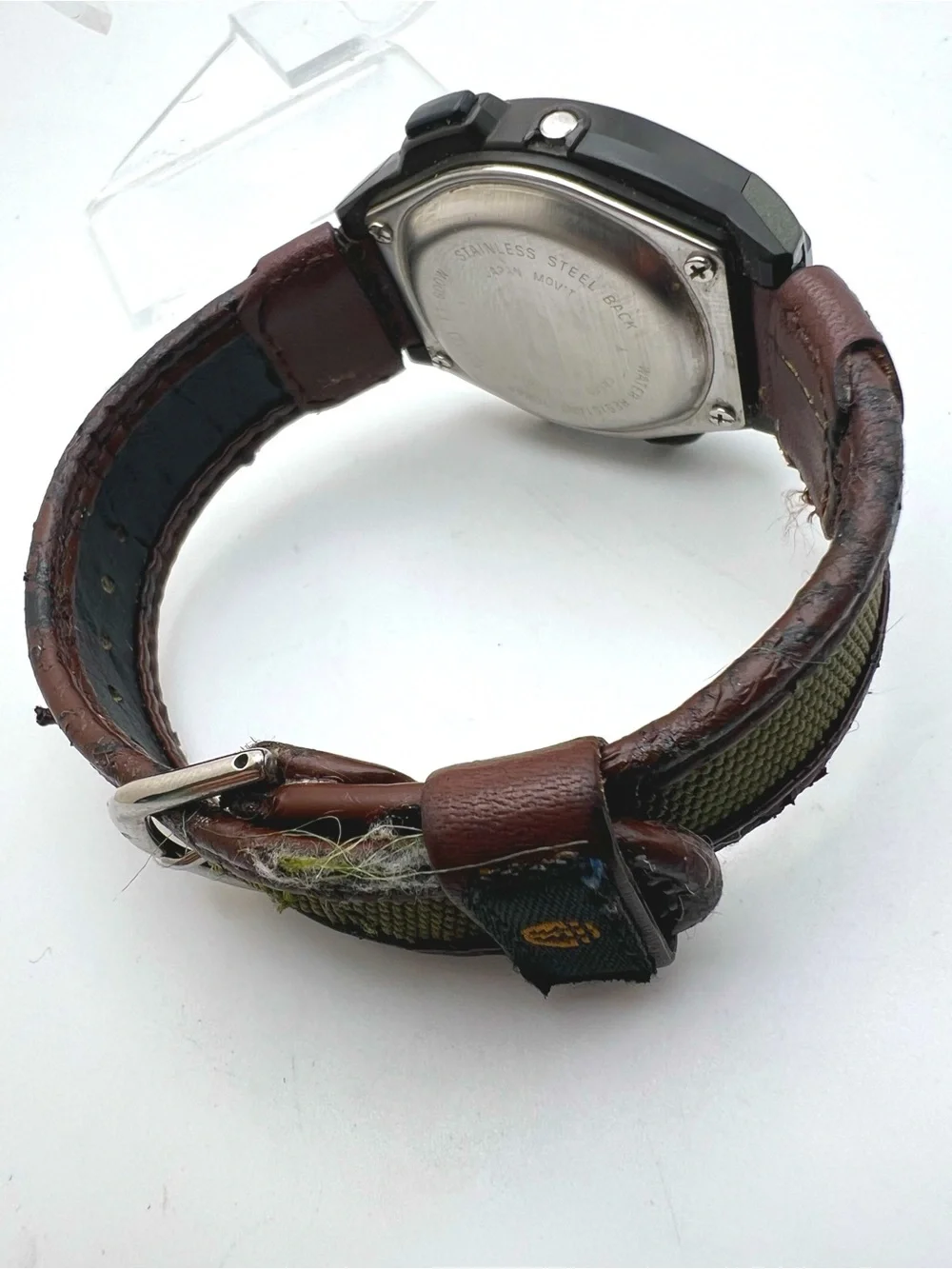 Casio Forester FT-600W Watch — Cream Dial, Olive Case, Brown Strap